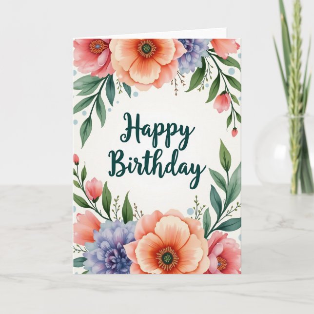 Painted Blossom Birthday Card (Front)