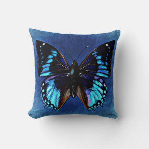 Painted Blue Butterfly Cushion
