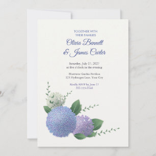 Painted Blue Hydrangea Corner Wedding Invitation