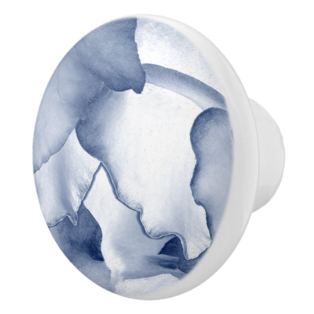 Painted Blue Petals Ceramic Knob (Right)