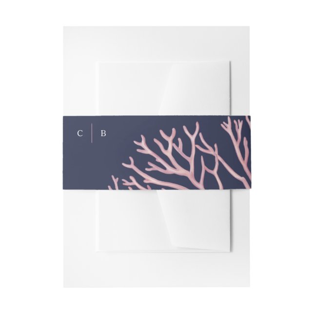 Painted Blush Pink Corals Invitation Belly Band (Front Example)
