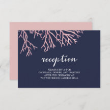 Painted Blush Pink Corals Wedding Enclosure Cards
