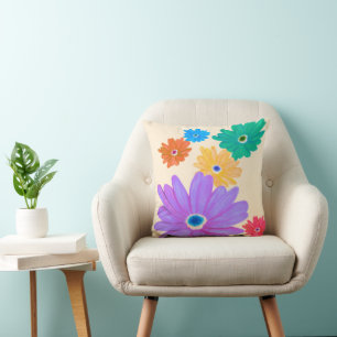 Painted Bold Blooming Flower Design Cushion