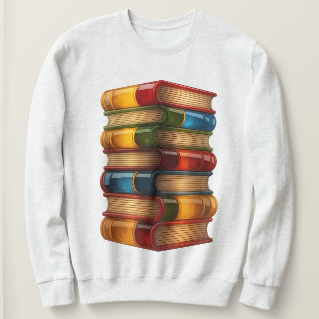 Painted Book - 3D Stack of Colourful Resin Novels Sweatshirt (Design Front)