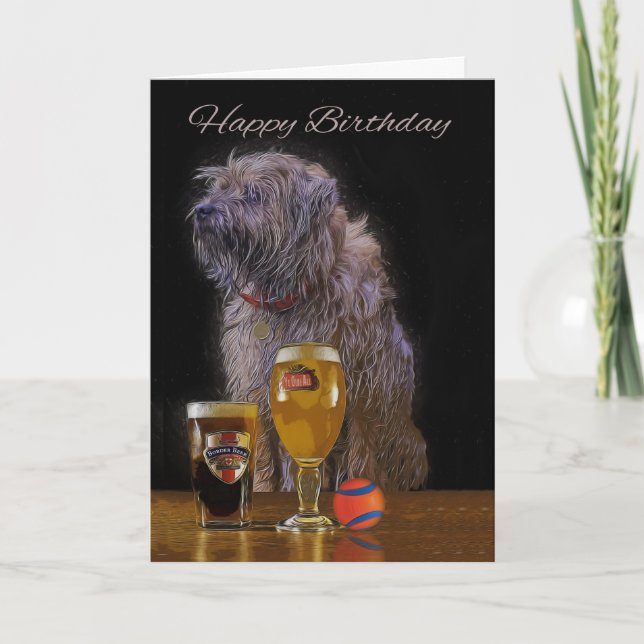 Painted Border Terrier Birthday Greeting Card (Front)