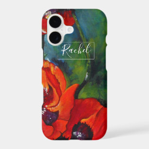 Painted Botanical Floral Orange Oriental Poppies