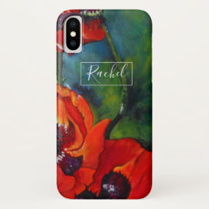 Painted Botanical Floral Orange Oriental Poppies iPhone X Case