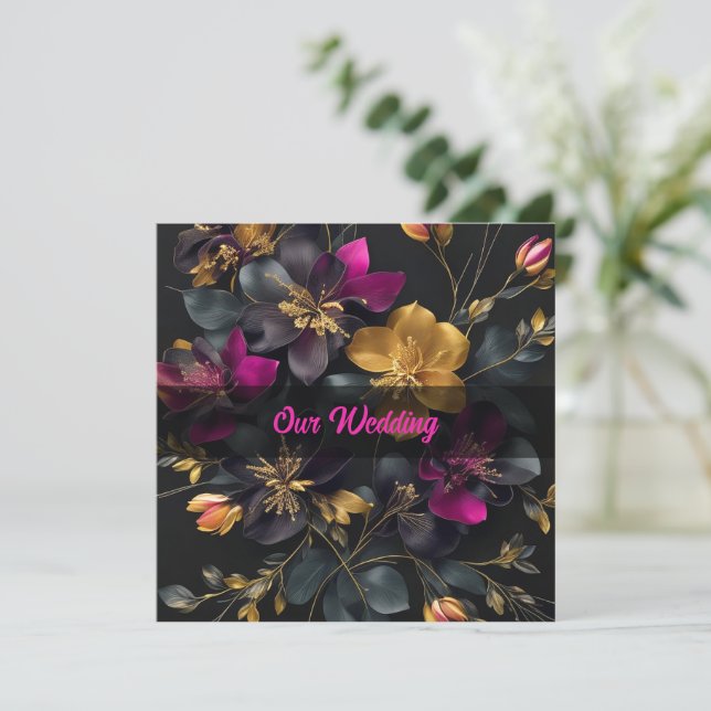 Painted Bouquet Wedding Invitation (Standing Front)