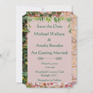 Painted Bricks Green Ivy Wedding Save the Date