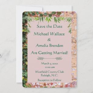 Painted Bricks Green Ivy Wedding Save the Date