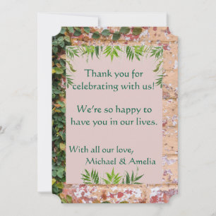 Painted Bricks Green Ivy Wedding Thank You Card
