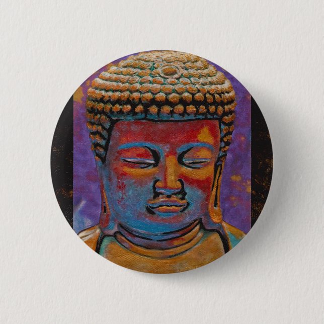 Painted Buddha, Framed 6 Cm Round Badge (Front)