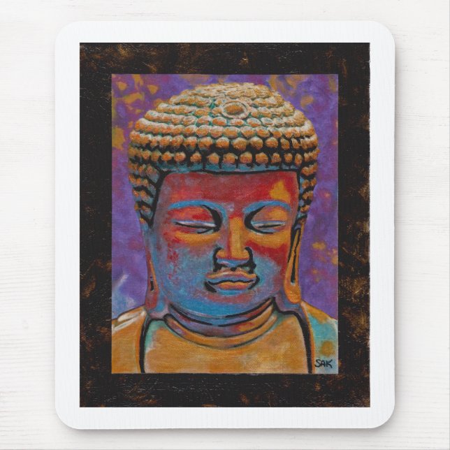 Painted Buddha, Framed Mouse Mat (Front)