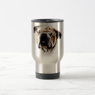 Painted Bulldog Face Travel Mug