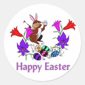 Painted Bunny Eggs Classic Round Sticker