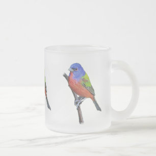 Painted Bunting Image Frosted Glass Coffee Mug