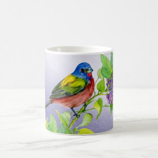 Painted Bunting on Lilac Branch coffee mug