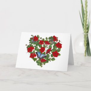 Painted Butterfly in Petunia Heart Card