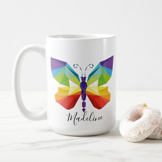 Painted Butterfly, monogrammed Coffee Mug (With Donut)