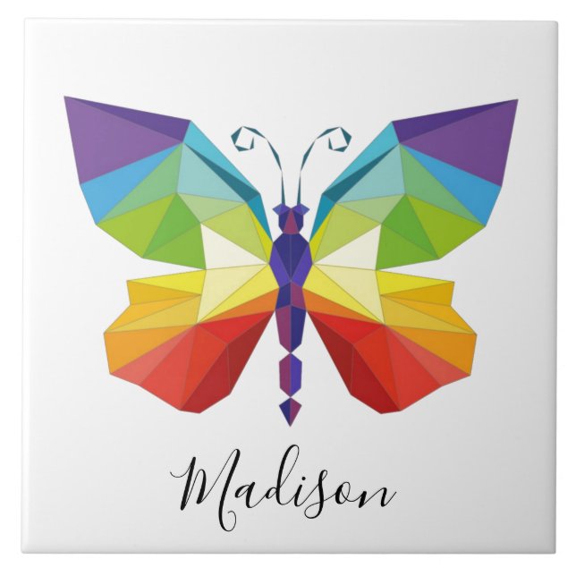 Painted Butterfly, monogrammed Tile (Front)