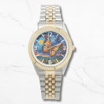 Painted Butterfly Starry Night Sky Elegant Womans<br><div class="desc">Painted Butterfly Starry Night Sky Elegant Womans Watches features a trendy colourful painted butterfly with the moon and stars in the background. Created by Evco Studio www.zazzle.com/store/evcostudio</div>