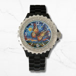 Painted Butterfly Starry Night Sky Elegant Womans Watch<br><div class="desc">Painted Butterfly Starry Night Sky Elegant Womans Watches features a trendy colourful painted butterfly with the moon and stars in the background. Created by Evco Studio www.zazzle.com/store/evcostudio</div>