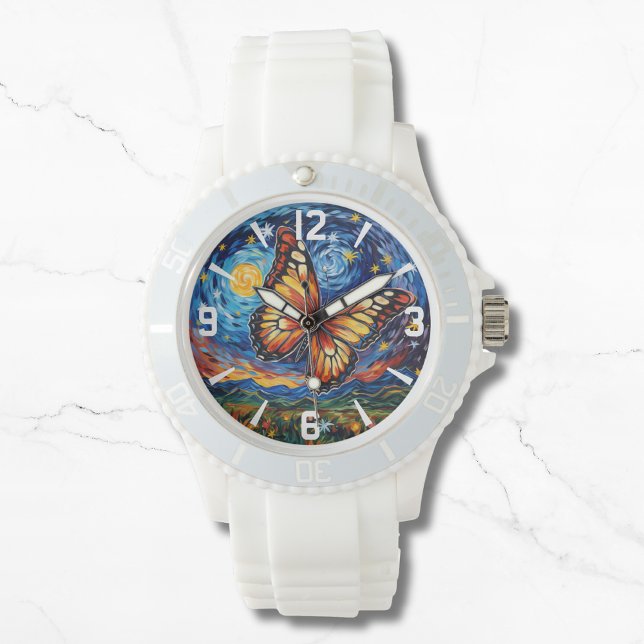 Painted Butterfly Starry Night Sky Elegant Womans Watch (Creator Uploaded)