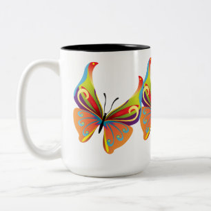 Painted Butterfly Two-Tone Coffee Mug