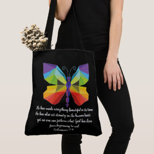 Painted Butterfly w/ verse from Ecclesiastes 3:11 Tote Bag