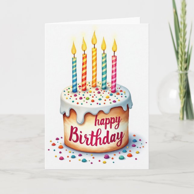 Painted Cake Birthday Card (Front)