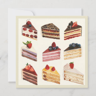 Painted cake slices  card