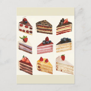 Painted cake slices  postcard