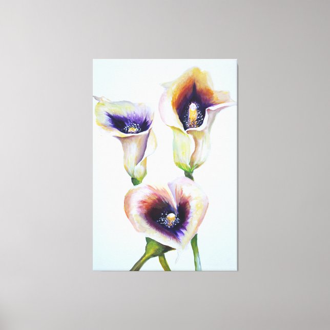 Painted  Calla Lillies  Beautiful Blomning Bouquet Canvas Print (Front)