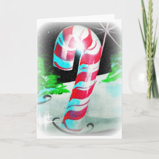 Painted Candy Canes Holiday Card (Front)