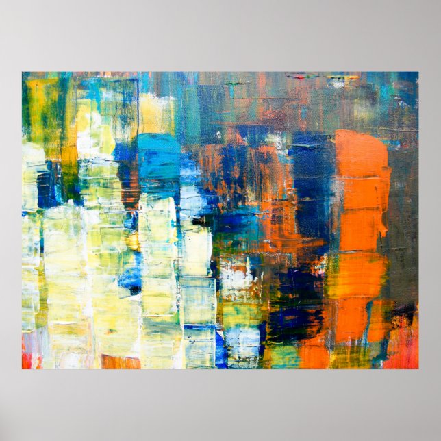 Painted canvas texture. Red and blue shading on ca Poster (Front)