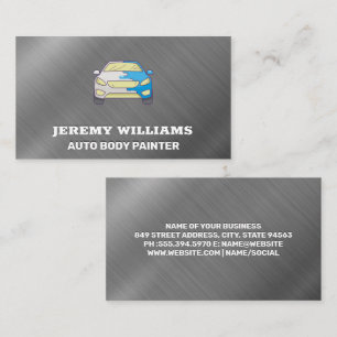 Painted Car Logo   Metallic Brushed Background Business Card