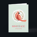 Painted Cardinal Wreath Folded Winter Holiday Card<br><div class="desc">Almost everything about this folded holiday card is customisable! A painted, red cardinal sits in a modern wreath illustration and sends warm winter wishes to your friends and family this Christmas holiday season. Change the text to suit your needs, add your own family photo, caption and a pre-printed message to...</div>
