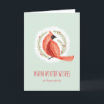 Painted Cardinal Wreath Folded Winter Holiday Card<br><div class="desc">Almost everything about this folded holiday card is customisable! A painted, red cardinal sits in a modern wreath illustration and sends warm winter wishes to your friends and family this Christmas holiday season. Change the text to suit your needs, add your own family photo, caption and a pre-printed message to...</div>