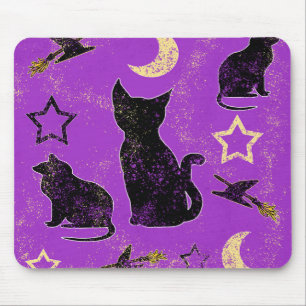 Painted Cats and Witch Hats Mouse Pad