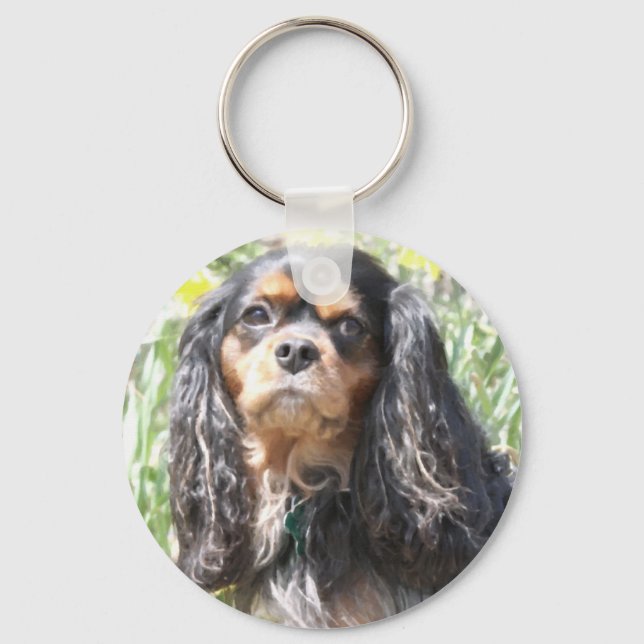 Painted Cavalier King Charles Spaniel Key Ring (Front)