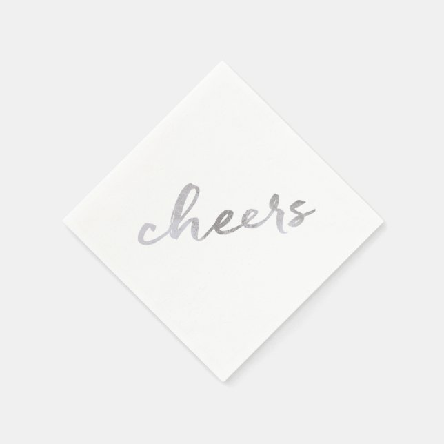 Painted Cheers Faux Silver Foil New Year's Napkin (Corner)