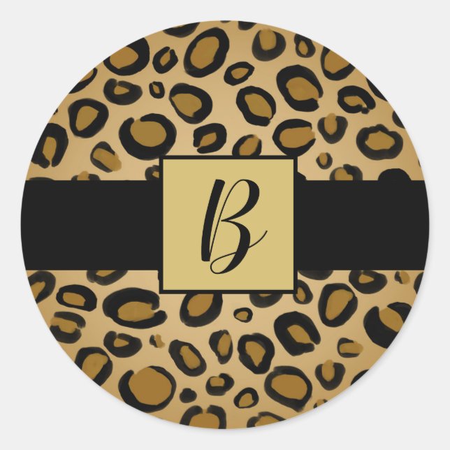 Painted Cheetah Leopard Print Spots Gold Beige Tan Classic Round Sticker (Front)