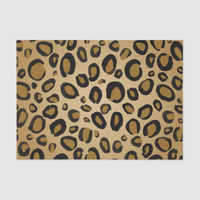 Painted Cheetah Leopard Print Spots Gold Beige Tan Tissue Paper (Front)