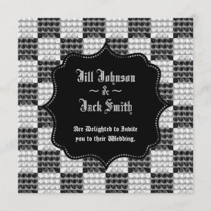 Painted Chequered Swirls (Wedding) Invitation