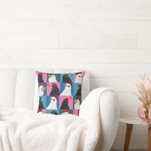 Painted Chickens  Cushion (Couch)