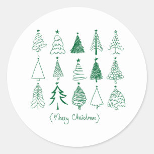 Painted Christmas Tree  – Holiday Season Decor  Classic Round Sticker