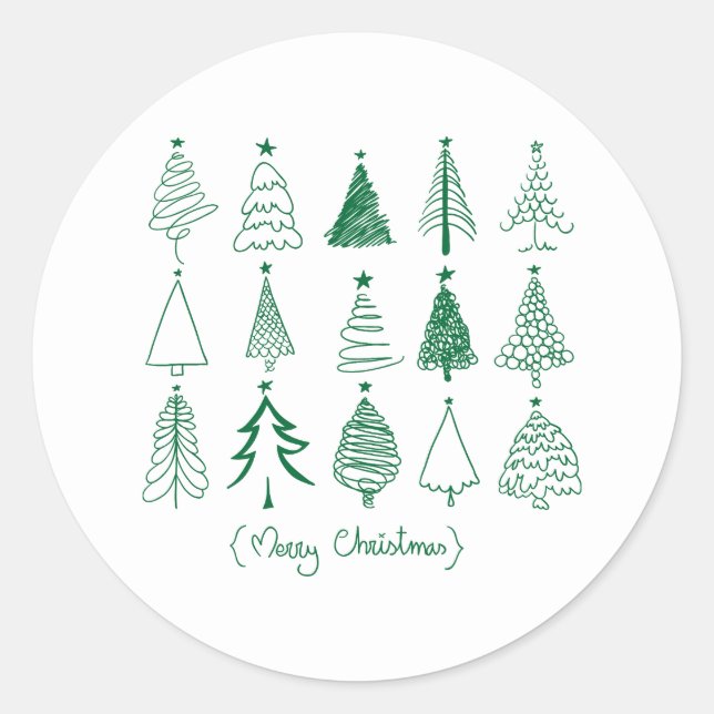 Painted Christmas Tree  – Holiday Season Decor  Classic Round Sticker (Front)