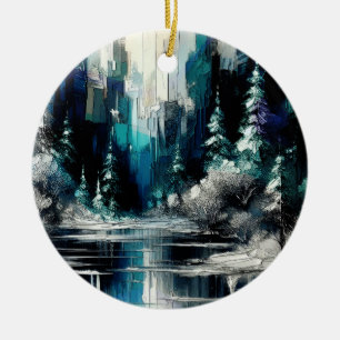 Painted City Winter Scene 1006 Ceramic Tree Decoration