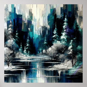 Painted City Winter Scene 1006 Poster