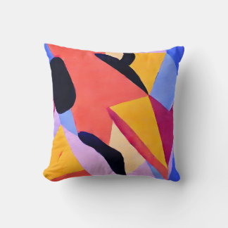 Painted Colorful Shapes - Abstract Art Cushion